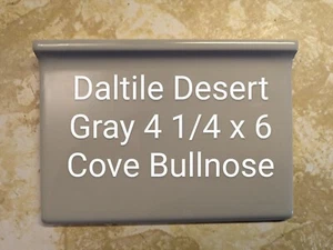 1 pc. Glossy Desert Gray Bullnose Top: base cove Ceramic Tile: 4-1/4" X 6" New - Picture 1 of 9