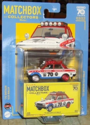 '70 DATSUN 510 RALLY CAR   -MATCHBOX COLLECTORS - MINT UNOPENED ON CARD - c2022 - Image 1 of 3