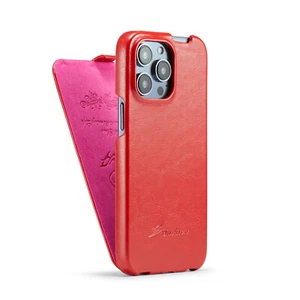 Retro Leather Vertical Shockproof Slim Flip Case Cove fo iPhone 15 16 17 Pro Max - Picture 1 of 29