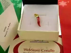 Horn Anhänger Koralle rot und 18k Gold 750 im Real Gold 18k 750 Pendant Herren - Bild 1 von 3