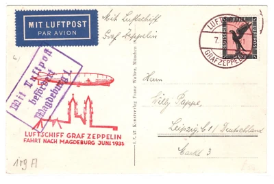 GERMANY GRAF ZEPPELIN Air Mail Card Lubeck Magdeburg Flight 1931 MA1534 - Image 1 of 4