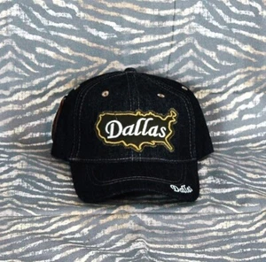 Texas Adjustable Baseball Ball Cap Hat Navy Blue Denim & Embroidered Letters New - Picture 1 of 6