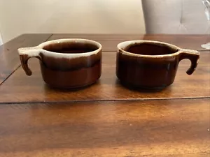 Set of 2 - Vintage Antique Pfaltzgraff USA Drip Glazed Brown Coffee Cup Mug - Picture 1 of 7