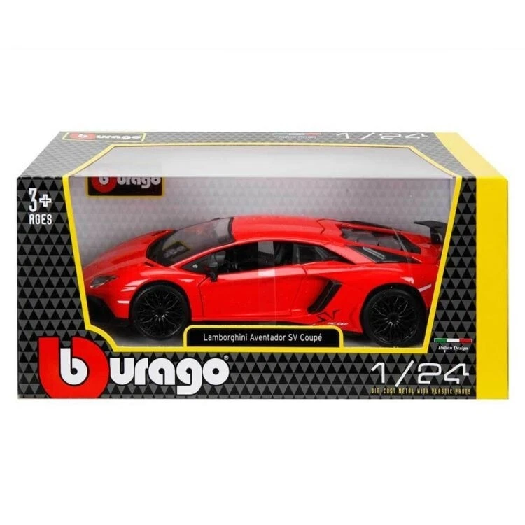 BBURAGO LAMBORGHINI AVENTADOR SV COUPE 1/24 DIECAST MODEL CAR RED 18-21079 RD - Image 1 of 1