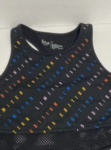 Racerback Women’s Excercise Top Black Multicolor Sz Large Flirtitude Activewear - Picture 1 of 8