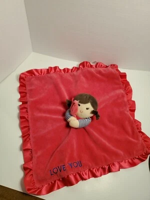 Carters Rosa Peluche Lovey LOVE YOU Bebé Muñeca Manta de Seguridad Borde Satinado Cuna Juguete Foto 1 de 4