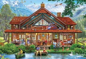 Jigsaw Puzzle Inside Out Camping Lodge Vacation Retreat 1000 EZ Grip pieces NEW - Picture 1 of 1