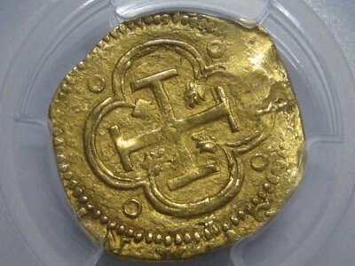 PHILIP II GOLD 2 ESCUDOS COB PCGS AU TOLEDO ASSAY M DOUBLOON COLONIAL ERA 1500s - Image 1 of 4