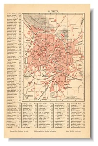 AACHEN 1890 Original Vintage Antique map city plan Germany Deutschland - Picture 1 of 9