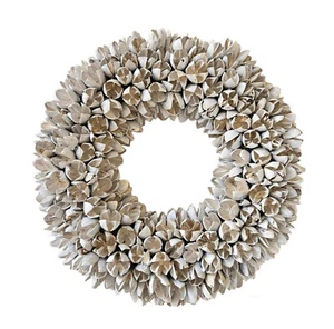 Guirnalda corona decorativa corona de puerta corona natural decoración de puerta Whitewash Bakuli 40 cm blanco - Imagen 1 de 5