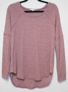 Cyrus Women's Knit Top Size L Pink Long Sleeve Polyester Raw Edge Round Neck - Picture 1 of 4
