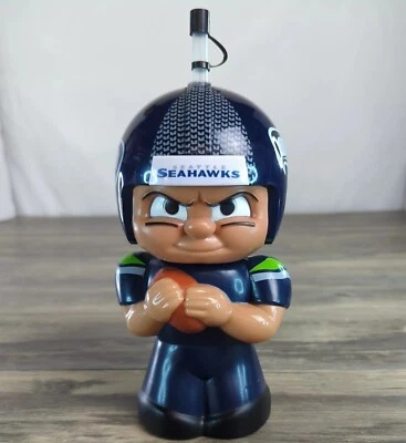 NFL Seattle Seahawks Jugador Deportes Botella de Agua con Paja 16 OZ Fiesta Animal Marca Foto 1 de 4