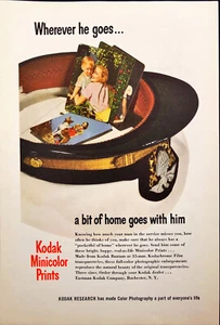 1945 Kodak Minicolor Prints Family Photos in Military Uniform Hat WWII Print Ad - Picture 1 of 6