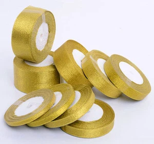 25 Yards Gold/Silver Organza Glitter Ribbons Christmas Party Supply Accessory - Picture 1 of 8