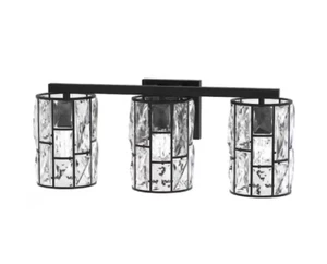 Easylite Kristella 24 in. 3-Light Black Vanity Light with Crystals - Picture 1 of 2