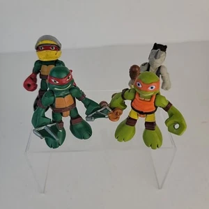TMNT Half Shell Heroes Lot Of 4 Figures Raph Mikey Rocksteady - Picture 1 of 3