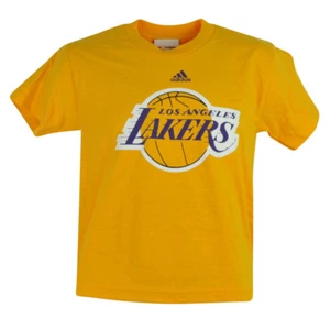 NBA Los Angeles Lakers Deerlodge Jr Youth Shirt Tee Yellow Tshirt Adidas  - Picture 1 of 1