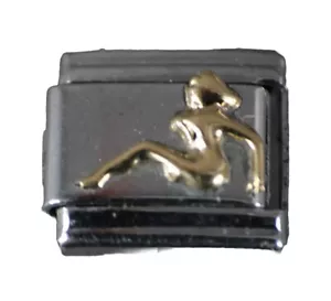 Firenze Evry Reclining Nude Stainless Gold Elastic Stretch Link Italian Charm - Picture 1 of 9