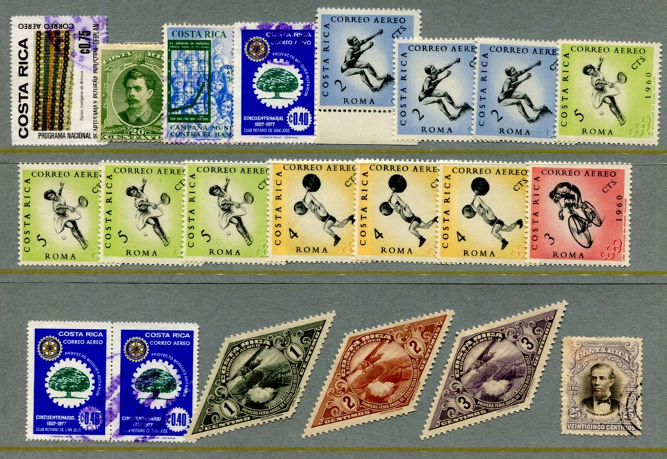 BR93 Costa Rica 21v mint/used Sports Tennis Cycling Weightlifting Aviation Plane - Image 1 of 1