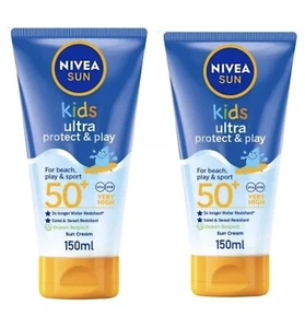 Nivea Sun Kids Ultra Sun Lotion Protect & Play 150ml SPF 50+ UVA x 2 - Picture 1 of 4