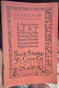 1915 SCOTT STAMP & COIN Red Book Catalog Postage Stamps 80 Pages & Order Sheets - Picture 1 of 8