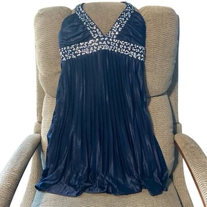 Morgan & Co dunkelblaues Neckholder Kleid, festlich, Pailletten - Bild 1 von 5