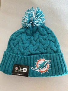 Miami Dolphins Cozy Cable Knit Hat Beanie Cap Logo NFL Football Cuff Dolphin New - Picture 1 of 8