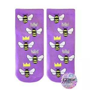 Calcetines al tobillo con brillo de abeja reina unisex M/L vivos reales adultos novedad moda nuevos - Imagen 1 de 1