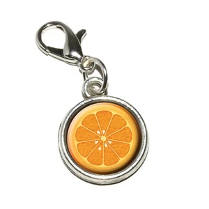Orange Scheibe Obst - Antik Armband Anhänger Charm mit Karabinerverschluss - Bild 1 von 1