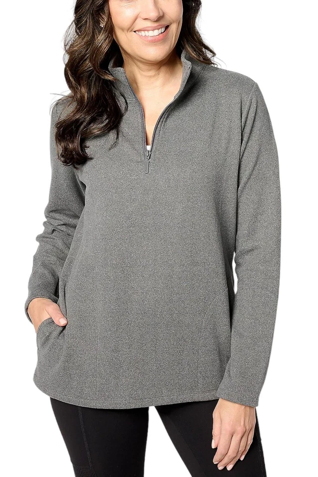 Pullover negro con cremallera de cuarto de lana Denim & Co. para mujer Foto 1 de 1