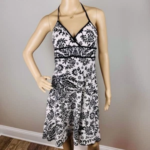 Speechless Y2K Sommerkleid Junior Größe 9 schwarz weiß Blumendruck Neckholder Baumwolle - Bild 1 von 20