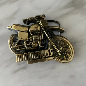 Brass Dirt Bike MotoCross Biker Motorcycle Dirtbike ATV 70s Vintage Belt Buckle - Picture 1 of 3
