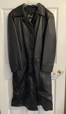 Abrigo vintage de cuero suave negro REED para mujer XL Foto 1 de 4