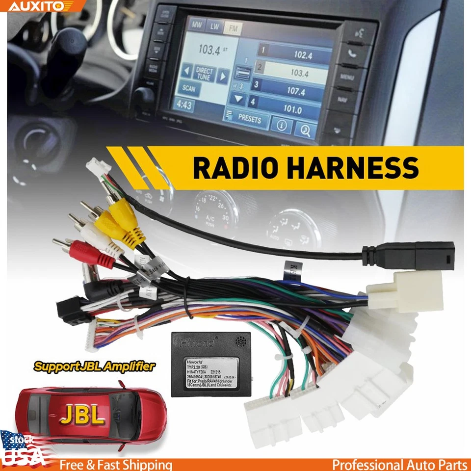 For Toyota Aftermarket Stereo Radio Car Wire Harness Cable Adapter w/ Canbus BOX - Image 1 of 4