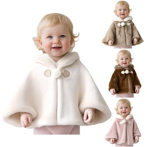 Baby Mädchen Mantel Urlaub Cape Umhang Schneejacke Kapuze Party Kleinkind Capelet - Bild 1 von 63