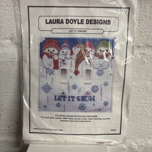 Laura Doyle Designs LET IT SNOW Light Switch Cover Cross Stitch - Picture 1 of 3