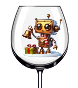 12x Colourful Christmas Robot Vinyl Sticker Decal Tumbler Wine Glass Bottle Cup - Picture 1 of 3