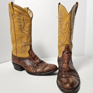 Tony Lama V8367 Pitón Piel de Serpiente Botas de Vaquero del Oeste 9D EE. UU. Cuero Exótico Para Hombres - Imagen 1 de 13