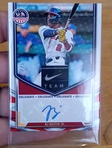2025 Panini Stars & Stripes USA Baseball RJ AUSTIN JR Nike Logo Patch Auto 2/5. - Picture 1 of 13