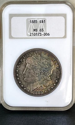 1885 Morgan SILVER Dollar NGC MS65 "Old Brown Holder "-A definite One of a Kind! - Image 1 of 4