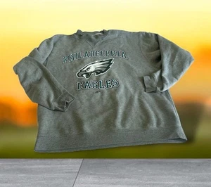 Vtg Reebok Philadelphia Eagles Mens Size L Crewneck Sweatshirt Heather Grey Y2K - Picture 1 of 6