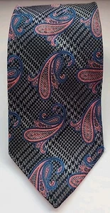 BRUNO PIATTELLI XL Extra Long 100% Silk Paisley Tie Blue Pink Gray Hand Made - Picture 1 of 9