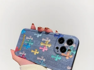 CHROME HEARTS logo-print 2024 Denim Style Blue IPhone 14 PRO Max case Japanes - Photo 1 sur 6