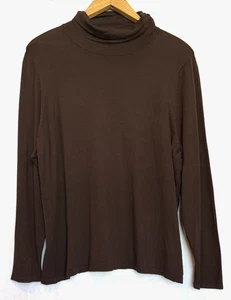 Suéter tejido Joseph A para mujer ligero cuello acanalado talla 2X marrón chocolate - Imagen 1 de 10