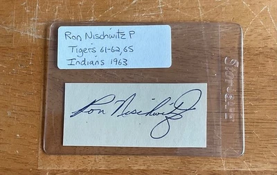 Ron Nischwitz Detroit Tigers Indians Signed Autograph Album Page Cut Sig - Image 1 of 2