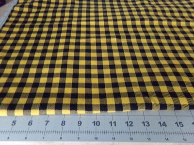1 YD  X 44" VINTAGE BLACK & YELLOW PLAID LIGHT WEIGHT FLANNEL COTTON NEW #903 - Image 1 of 4