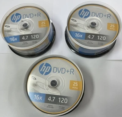 HP DVD+R 75 PACK Spindle 16X 4.7 GB 120 Min Recordable (3)Spindle of 25pcs Each - Image 1 of 4