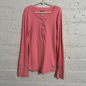 Justice Mädchen Top 12 Rosa Mikro Gerippt Langarm Henley W10 - Bild 1 von 5