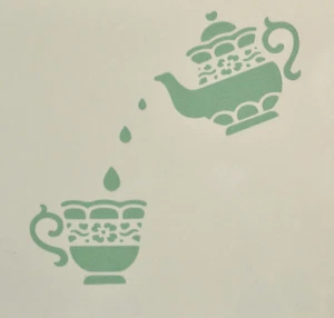Mylar design stencil teapot cup of tea - Bild 1 von 1