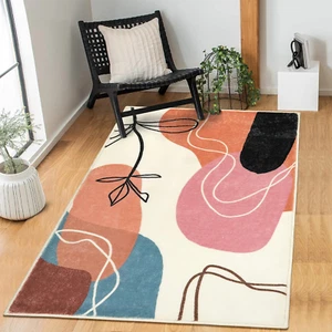 Boho Art 3X5 Bedroom Rug, Washable Modern Abstract Non-Slip Entry Throw Mat, Bot - Picture 1 of 9